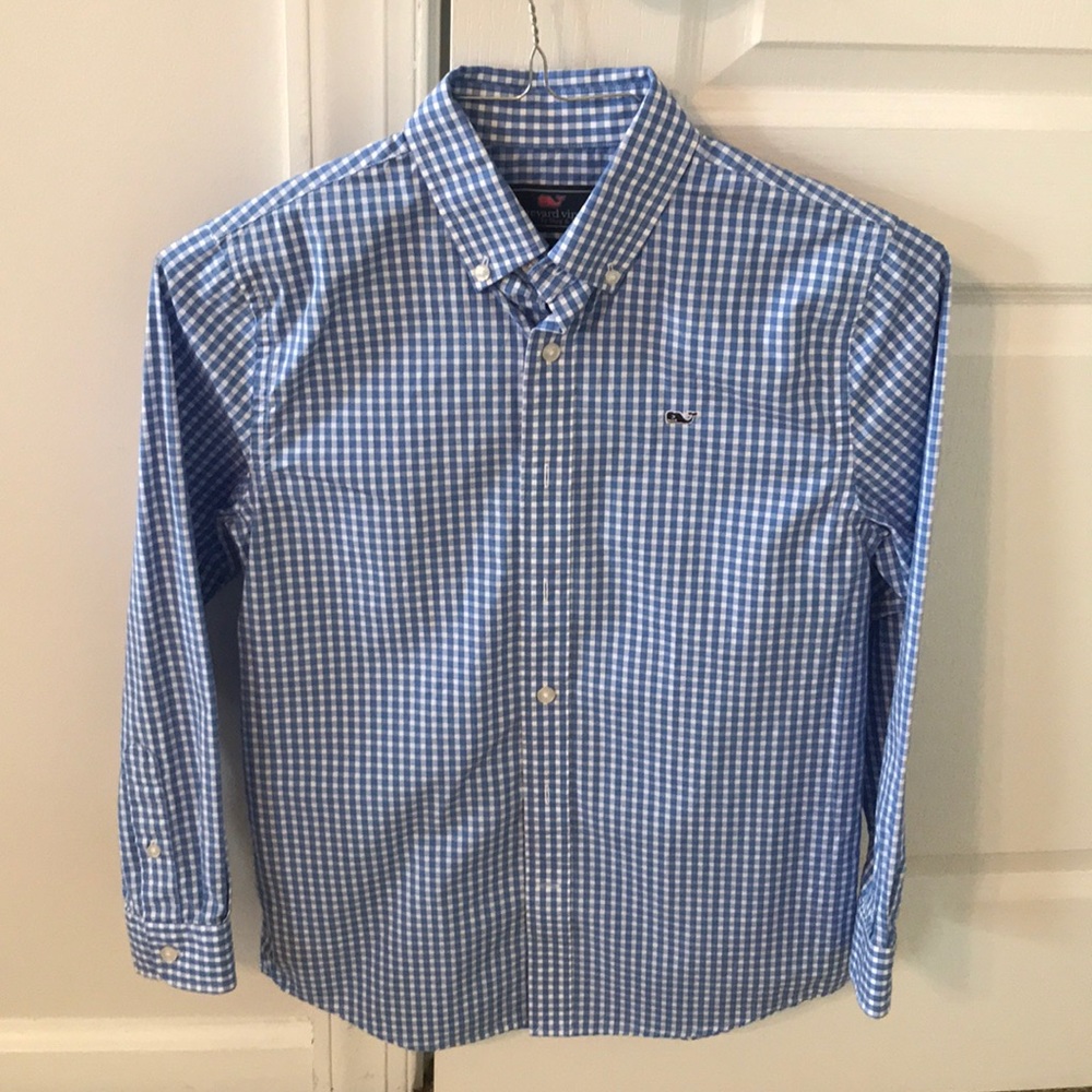 Boys button down whale shirt- like new